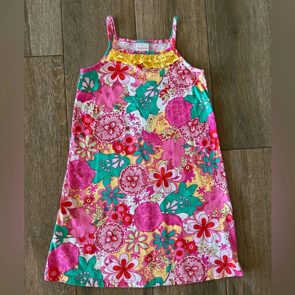 Hanna Andersson girls pink floral sundress 100% cotton size 140 (US 10)